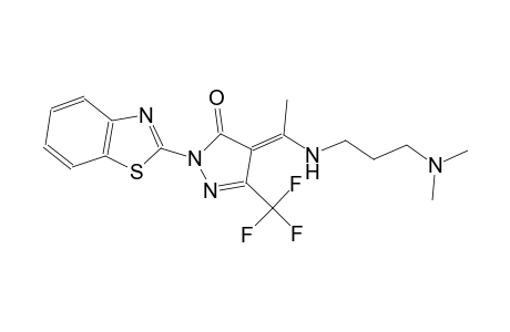 (4E)-2-(1,3-benzothiazol-2-yl)-4-(1-{[3-(dimethylamino)propyl]amino}ethylidene)-5-(trifluoromethyl)-2,4-dihydro-3H-pyrazol-3-one