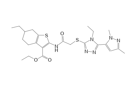 ethyl 2-[({[5-(1,3-dimethyl-1H-pyrazol-5-yl)-4-ethyl-4H-1,2,4-triazol-3-yl]sulfanyl}acetyl)amino]-6-ethyl-4,5,6,7-tetrahydro-1-benzothiophene-3-carboxylate