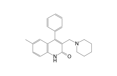 6-methyl-4-phenyl-3-(1-piperidinylmethyl)-2(1H)-quinolinone