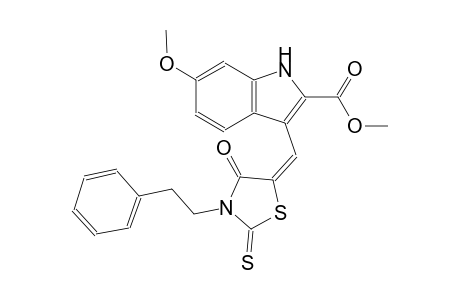 1H-indole-2-carboxylic acid, 6-methoxy-3-[(E)-[4-oxo-3-(2-phenylethyl)-2-thioxo-5-thiazolidinylidene]methyl]-, methyl ester