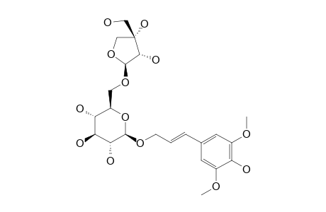 SINAPYL-9-O-[BETA-D-APIOFURANOSYL-(1->6)]-O-BETA-D-GLUCOPYRANOSIDE;2-(3,4-DIHYDROXY-4-HYDROXYMETHYLTETRAHYDROFURAN-2-YL-OXYMETHYL)-6-[3-(4-HYDROXY-