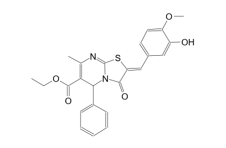 ethyl (2Z)-2-(3-hydroxy-4-methoxybenzylidene)-7-methyl-3-oxo-5-phenyl-2,3-dihydro-5H-[1,3]thiazolo[3,2-a]pyrimidine-6-carboxylate