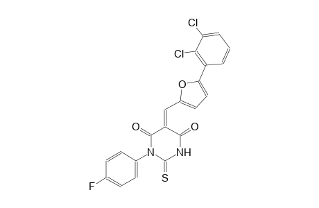 (5E)-5-{[5-(2,3-dichlorophenyl)-2-furyl]methylene}-1-(4-fluorophenyl)-2-thioxodihydro-4,6(1H,5H)-pyrimidinedione