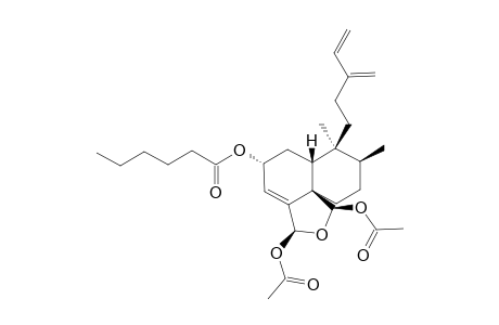 REL-18(S),19(R)-DIACETOXY-18,19-EPOXY-2(R)-HEXANOYLOXY-5(R),8(S),9(S),10(R)-ClERODA-3,13(16),14-TRIENE