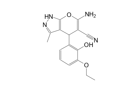 6-amino-4-(3-ethoxy-2-hydroxyphenyl)-3-methyl-1,4-dihydropyrano[2,3-c]pyrazole-5-carbonitrile