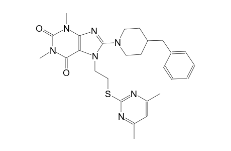 8-(4-benzyl-1-piperidinyl)-7-{2-[(4,6-dimethyl-2-pyrimidinyl)sulfanyl]ethyl}-1,3-dimethyl-3,7-dihydro-1H-purine-2,6-dione