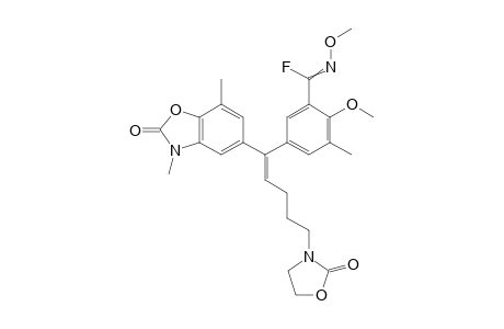 5-[(1E)-1-(3,7-Dimethyl-2-oxo-2,3-dihydro-1,3-benzoxazol-5-yl)-5-(2-oxo-1,3-oxazolidin-3-yl)pent-1-en-1-yl]-N,2-dimethoxy-3-methylbenzenecarboximidoyl Fluoride