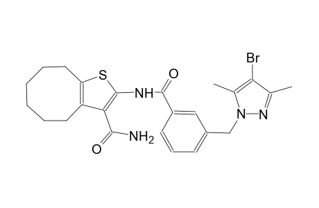 2-({3-[(4-bromo-3,5-dimethyl-1H-pyrazol-1-yl)methyl]benzoyl}amino)-4,5,6,7,8,9-hexahydrocycloocta[b]thiophene-3-carboxamide
