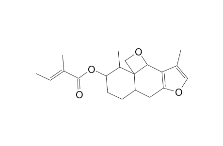2-Butenoic acid, 2-methyl-, 4,5,6,6a,7,10b-hexahydro-3,10-dimethyl-2H,3H-oxeto[2',3':4,4a]naphtho[2,3-b]furan-4-yl ester