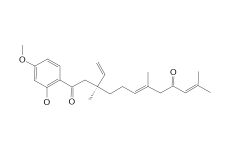 KOPETDAGHIN_A;1-(2-HYDROXY-4-METHOXYPHENYL)-3,7,11-TRIMETHYL-3-ETHENYL-6-(E),10-DODECADIENE-1,9-DIONE