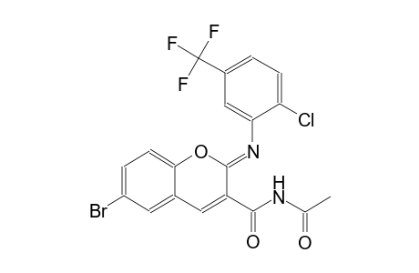 N-[((2Z)-6-bromo-2-{[2-chloro-5-(trifluoromethyl)phenyl]imino}-2H-chromen-3-yl)carbonyl]acetamide