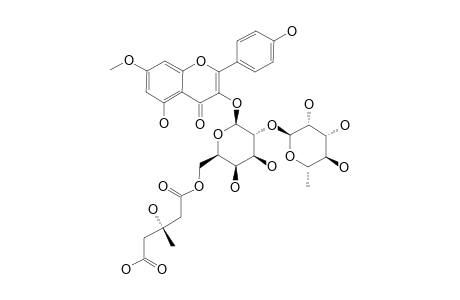 OXYTROFLAVOSIDE_A;RHAMNOCITRIN_3-O-[(S)-3-HYDROXY-3-METHYLGLUTARYL-(1->6)]-[ALPHA-L-RHAMNOPYRANOSYL-(1->2)]-BETA-D-GALACTOPYRANOSIDE