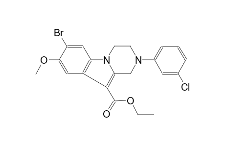 7-Bromo-2-(3-chlorophenyl)-8-methoxy-3,4-dihydro-1H-pyrazino[1,2-a]indole-10-carboxylic acid ethyl ester