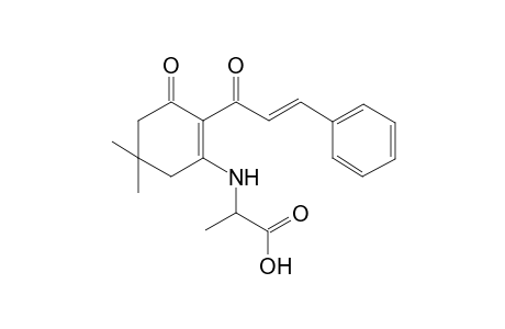 2-[[3-keto-5,5-dimethyl-2-[(E)-3-phenylacryloyl]cyclohexen-1-yl]amino]propionic acid