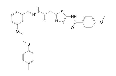 4-methoxy-N-(5-{2-[(2E)-2-(3-{2-[(4-methylphenyl)sulfanyl]ethoxy}benzylidene)hydrazino]-2-oxoethyl}-1,3,4-thiadiazol-2-yl)benzamide