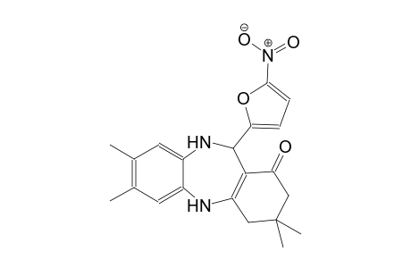 1H-dibenzo[b,e][1,4]diazepin-1-one, 2,3,4,5,10,11-hexahydro-3,3,7,8-tetramethyl-11-(5-nitro-2-furanyl)-