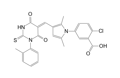2-chloro-5-{2,5-dimethyl-3-[(Z)-(1-(2-methylphenyl)-4,6-dioxo-2-thioxotetrahydro-5(2H)-pyrimidinylidene)methyl]-1H-pyrrol-1-yl}benzoic acid