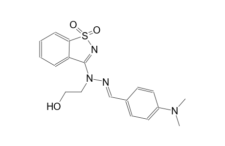 benzaldehyde, 4-(dimethylamino)-, (1,1-dioxido-1,2-benzisothiazol-3-yl)(2-hydroxyethyl)hydrazone