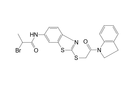 2-Bromo-N-(2-{[2-(2,3-dihydro-1H-indol-1-yl)-2-oxoethyl]sulfanyl}-1,3-benzothiazol-6-yl)propanamide