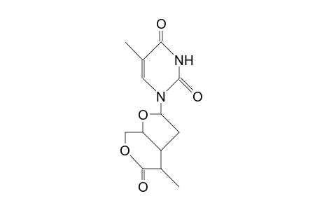 1-(2',3'-Dideoxy-3'-C,5'-O-carbonyl<1-methyl(R)methylidene>-B-D-erythro-pentofuranosyl)-thymine