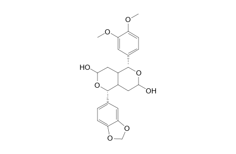 2.alpha.-(3,4-Dimethoxyphenyl)-7.alpha.-[3,4-(methylenedioxy)phenyl]-3,8-dioxobicyclo[4.4.0]decane-4,9-diol