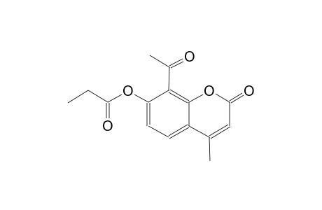 8-acetyl-4-methyl-2-oxo-2H-chromen-7-yl propionate