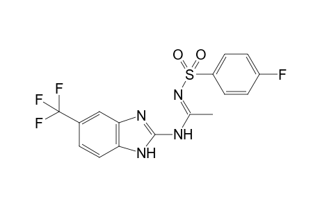 (E)-N'-[(4-Fluorophenyl)sulfonyl]-N-[5-(trifluoromethyl)-1H-benzimidazol-2-yl]acetimidamide