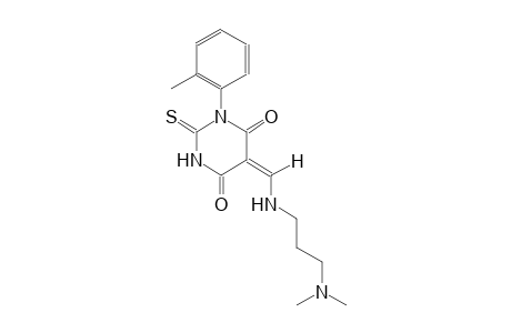 (5E)-5-({[3-(dimethylamino)propyl]amino}methylene)-1-(2-methylphenyl)-2-thioxodihydro-4,6(1H,5H)-pyrimidinedione