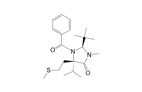 4-Imidazolidinone, 1-benzoyl-2-(1,1-dimethylethyl)-3-methyl-5-(1-methylethyl)-5-[2-(methylthio)ethyl]-, (2S-trans)-