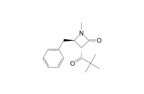 2-Azetidinone, 3-(2,2-dimethyl-1-oxopropyl)-1-methyl-4-(phenylmethyl)-, trans-