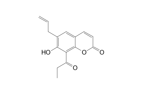 2-Oxo-7-hydroxy-6-allyl-8-propanoylcoumarin