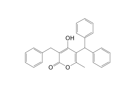 2H-Pyran-2-one, 5-(diphenylmethyl)-4-hydroxy-6-methyl-3-(phenylmethyl)-