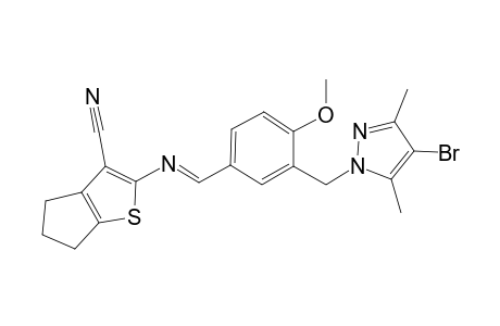 2-[({3-[(4-bromo-3,5-dimethyl-1H-pyrazol-1-yl)methyl]-4-methoxyphenyl}methylidene)amino]-5,6-dihydro-4H-cyclopenta[b]thiophene-3-carbonitrile