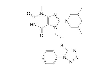 8-(3,5-dimethyl-1-piperidinyl)-3-methyl-7-{2-[(1-phenyl-1H-tetraazol-5-yl)sulfanyl]ethyl}-3,7-dihydro-1H-purine-2,6-dione