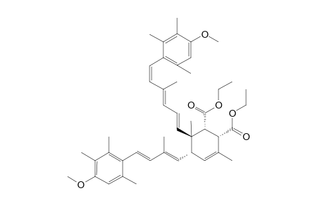 3-Cyclohexene-1,2-dicarboxylic acid, 5-[4-(4-methoxy-2,3,6-trimethylphenyl)-2-methyl-1,3-butadienyl]-6-[6-(4-methoxy-2,3,6-trimethylphenyl)-4-methyl-1,3,5-hexatrienyl]-3,6-dimethyl-, diethyl ester, [1.alpha.,2.alpha.,5.alpha.(1E,3E),6.beta.(1E,3E,5Z)]-(.+-.)-