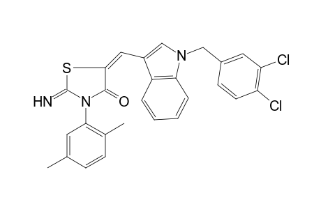 (5E)-2-azanylidene-5-[[1-[(3,4-dichlorophenyl)methyl]indol-3-yl]methylidene]-3-(2,5-dimethylphenyl)-1,3-thiazolidin-4-one