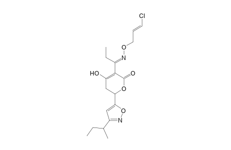 2H-Pyran-2-one, 3-[1-[[(3-chloro-2-propenyl)oxy]imino]propyl]-5,6-dihydro-4-hydroxy-6-[3-(1-methylpropyl)-5-isoxazolyl]-, (?,E)-