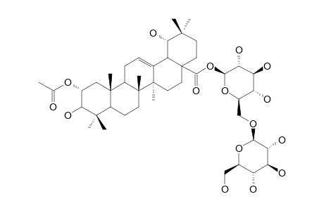 RIVALOSIDE-C;2-ALPHA-ACETOXY-3-ALPHA,19-ALPHA-DIHYDROXY-OLEAN-12-EN-28-OIC-ACID-28-O-BETA-D-GLUCOPYRANOSYL-(1->6)-BETA-D-GLUCOPYRANOSIDE