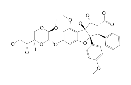 (1R,2R,3S,3aR,8bS)-6-[[(2S,3R,6R)-6-[(1R)-1,2-dihydroxyethyl]-3-methoxy-1,4-dioxan-2-yl]oxy]-1,8b-dihydroxy-8-methoxy-3a-(4-methoxyphenyl)-3-phenyl-2,3-dihydro-1H-cyclopenta[b][1]benzoxole-2-carboxylic acid