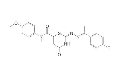 (2E)-2-{(2E)-2-[1-(4-fluorophenyl)ethylidene]hydrazono}-N-(4-methoxyphenyl)-4-oxo-1,3-thiazinane-6-carboxamide