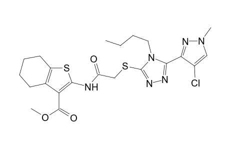 methyl 2-[({[4-butyl-5-(4-chloro-1-methyl-1H-pyrazol-3-yl)-4H-1,2,4-triazol-3-yl]sulfanyl}acetyl)amino]-4,5,6,7-tetrahydro-1-benzothiophene-3-carboxylate