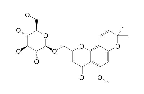 PERFORATIN-G;2-HYDROXYMETHYLALLOPTAEROXYLIN-5-METHYLETHER-BETA-D-GLUCOPYRANOSIDE