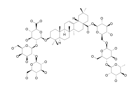 #10;SCHEFFOLEOSIDE-E;3-O-BETA-D-GLUCOPYRANOSYL-(1->2)-BETA-D-GALACTOPYRANOSYL-(1->2)-BETA-D-GLUCURONOPYRANOSYL-OLEAN-12-EN-28-OIC-ACID-28-O-ALPHA-L-RHAMNOPYRAN