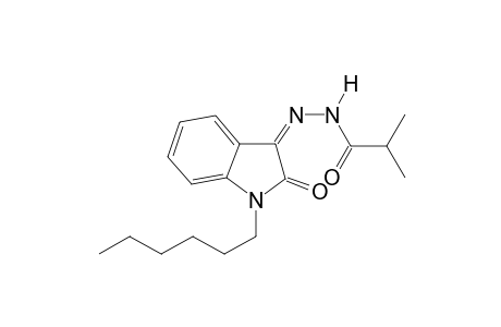 N'-[(3Z)-1-hexyl-2-oxo-1,2-dihydro-3H-indol-3-ylidene]-2-methylpropanehydrazide