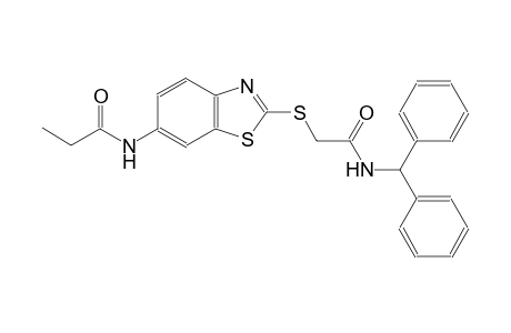 N-(2-{[2-(benzhydrylamino)-2-oxoethyl]sulfanyl}-1,3-benzothiazol-6-yl)propanamide