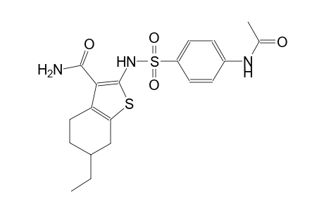 2-({[4-(acetylamino)phenyl]sulfonyl}amino)-6-ethyl-4,5,6,7-tetrahydro-1-benzothiophene-3-carboxamide