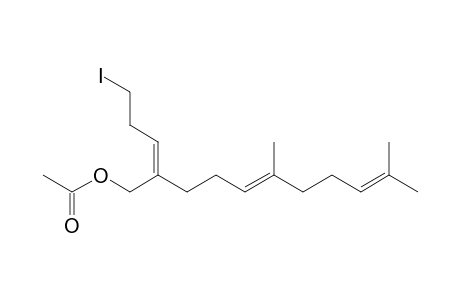 Acetic acid 2-(3-iodopropylidene)-6,10-dimethylundeca-5,9-dienyl ester
