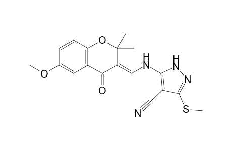 3-[4-Cyano-3-methylthio-1H-pyrazol-5-yl-aminomethylene]2,2-dimethyl-6-methoxy chroman-4-one