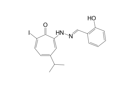 salicylaldehyde, (6-iodo-3-isopropyl-7-oxo-1,3,5-cycloheptatrien-1-yl)hydrazone