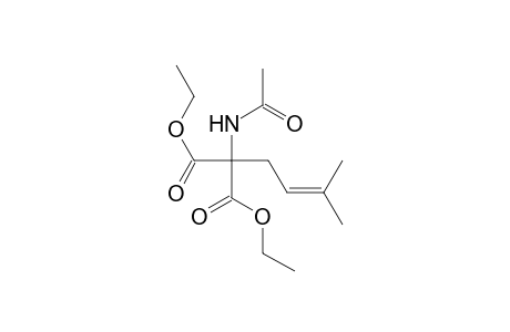 Propanedioic acid, (acetylamino)(3-methyl-2-butenyl)-, diethyl ester